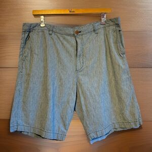 Tommy Bahama Linen Cotton Shorts Mens 40 Blue Striped Resort Casual